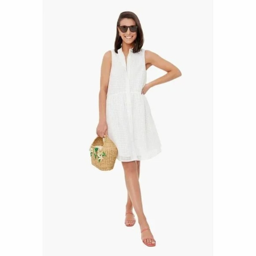 Tuckernuck White Burnout Sleeveless Royal Shirt Dress | sz XS
